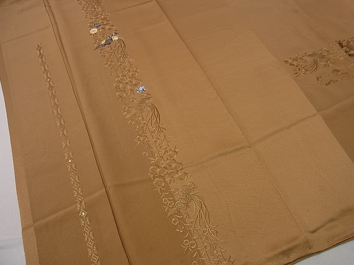 平和屋着物■訪問着　螺鈿　鳳凰草花文　逸品　vp1765 正絹 暈し染め 逸品 草木文 絞り 平和