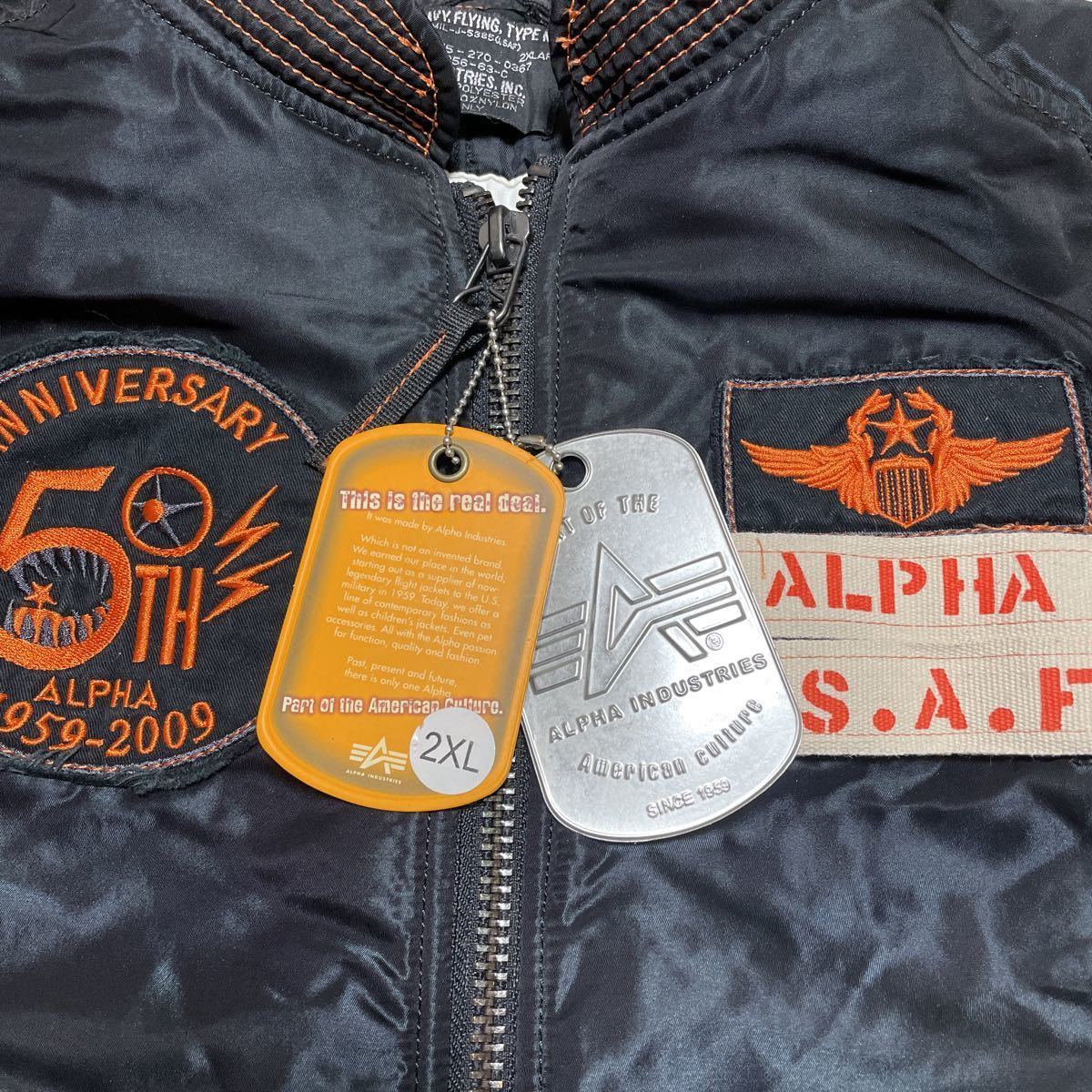 MA-1 ALPHA アルファ社 50th ANNIVERSARY 黒 2XL ふらフライト MA-1 ALPHA アルファ社 50th ANNIVERSARY 黒 2XL ふらフライト