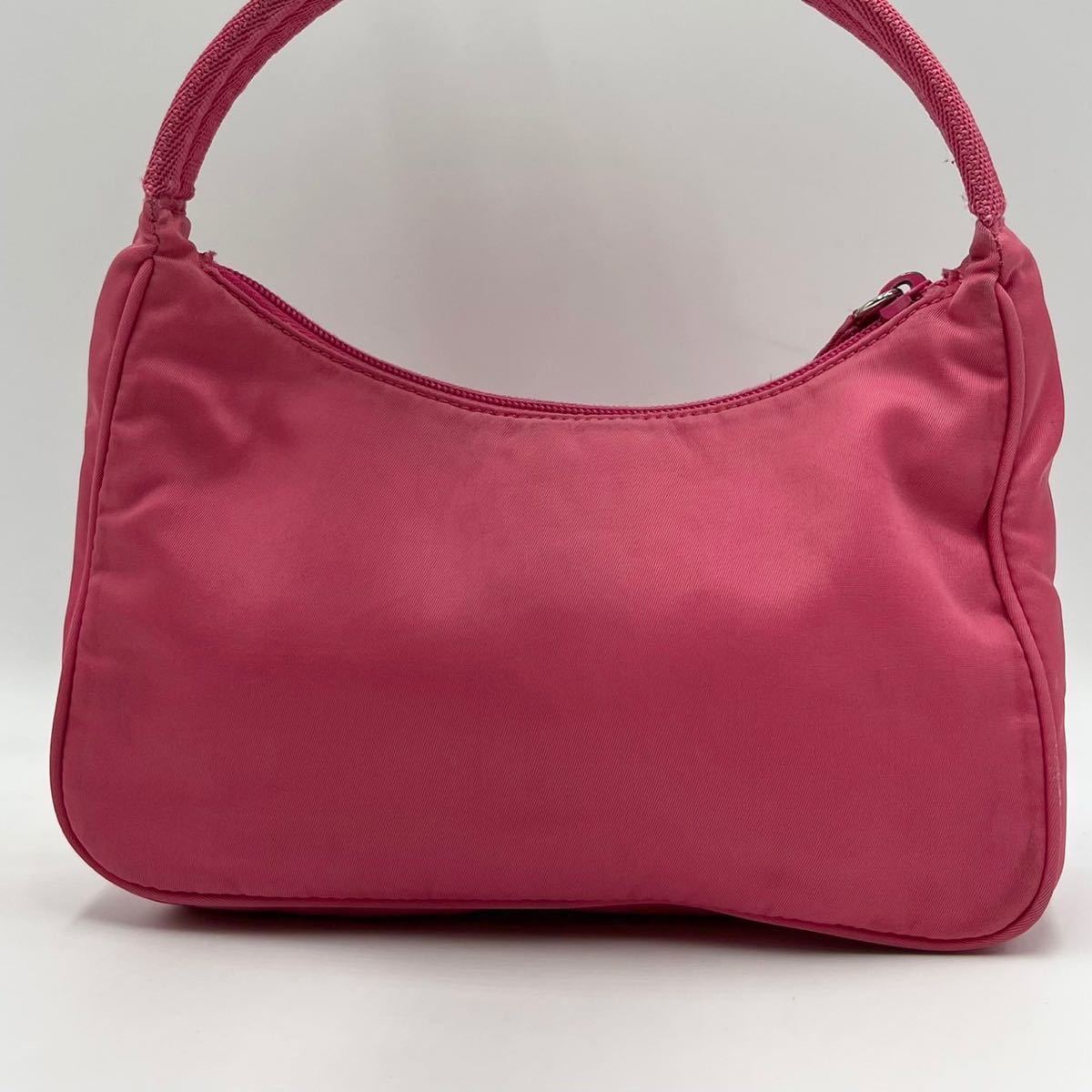 1円～ 極美品 PRADA プラダ アクセサリーポーチ ミニハンドバッグ 三角プレート テスートナイロン ロゴ ヴィトン グッチ プラダ PRADA アクセサリーポーチ ☆極美品☆プラダ ハンドバック アクセサリーポーチの通販