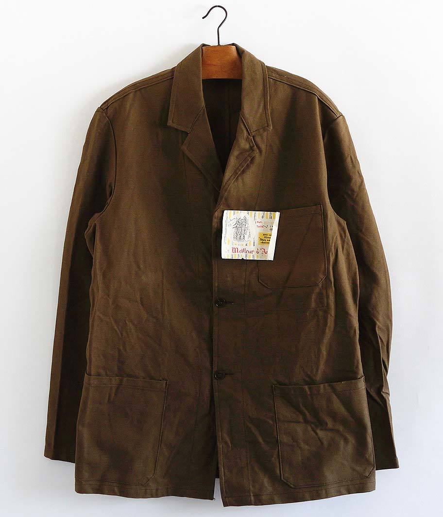 希少なブラウン 60s デッドストック フレンチ ワーク ジャケット