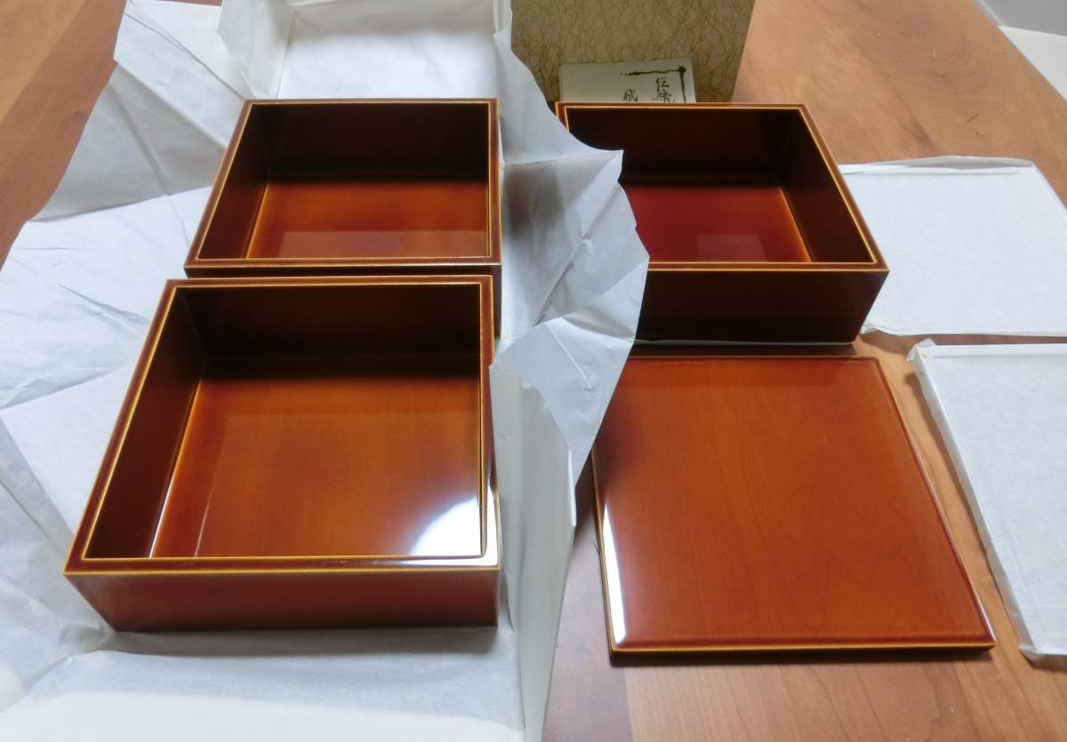 飛騨高山 伝統工芸 飛騨春慶 豪華 五段重箱 角重 木箱付き