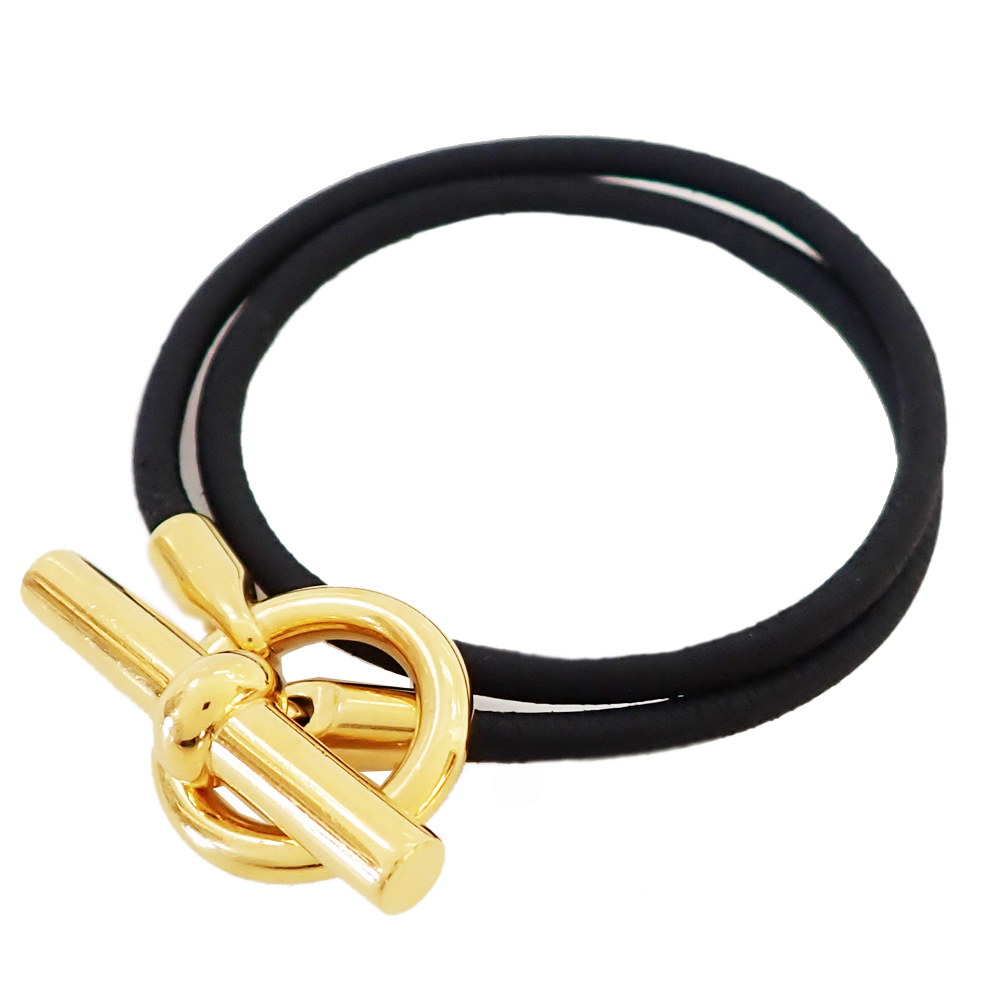 HERMES エルメス グレナン 2連 ゴールド金具ブレスレット チョーカー 美品】エルメス チョーカー ブレスレット アクセサリー グレナン 二連