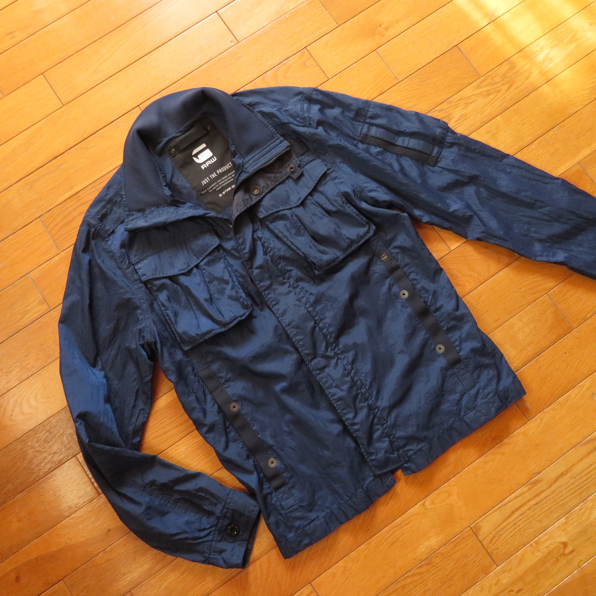 G-Star Raw オーバーシャツ ジップジャケット 微光沢カラー 紺色 