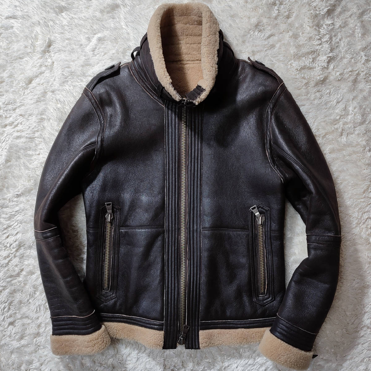 極美品 希少品】BURBERRY BLACK LABEL 高級ラムレザー ムートン