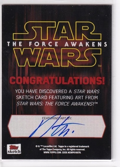 1of1 スケッチカード】Topps Sketch スターウォーズ 直筆イラスト