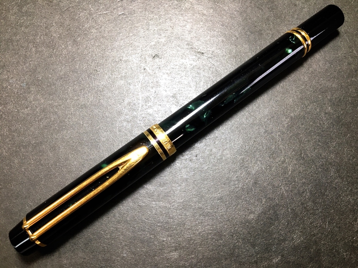 ウォーターマン WATERMAN 万年筆 IDEAL ペン先18K 750 黒/緑マーブル
