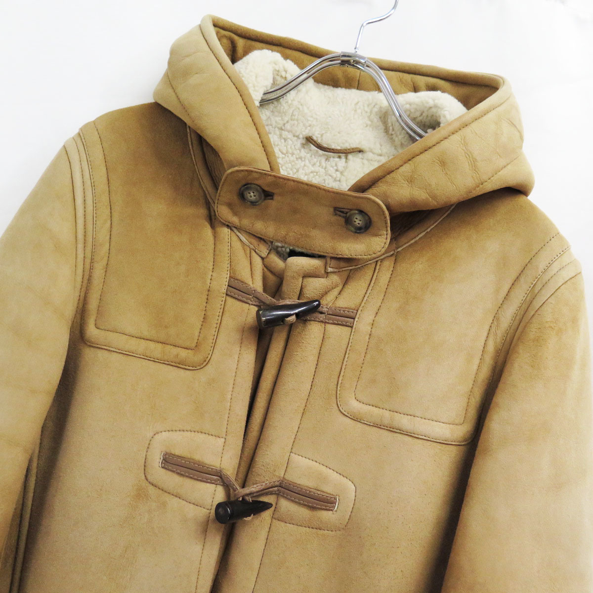 イタリア製 CINQUANTA MOUTON LEATHER DUFFLE COAT 44 チンクアンタ 