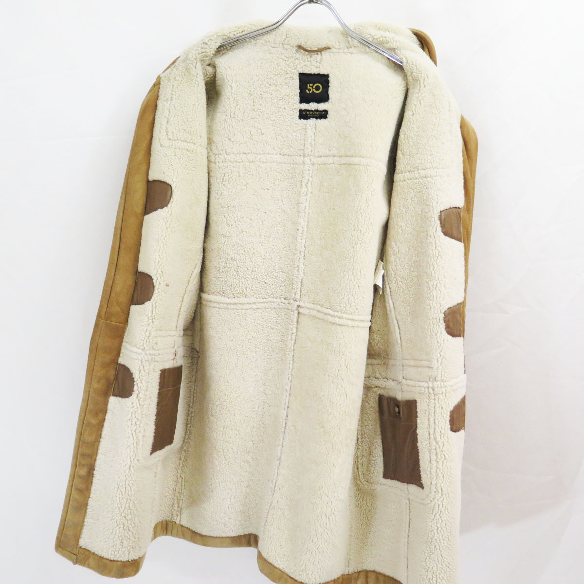 イタリア製 CINQUANTA MOUTON LEATHER DUFFLE COAT 44 チンクアンタ 