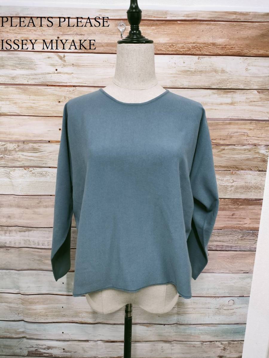 美品】PLEATS PLEASE ISSEY MIYAKE BANZAI KNIT BLUE GRAY レディース  