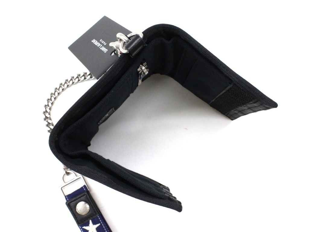 7万新品◇Saint Laurent◇星条旗マジックテープ式三つ折りチェーン