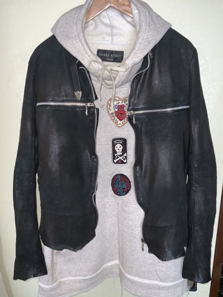 別注】14th Addiction クロスジップ シングルライダース (Mサイズ 