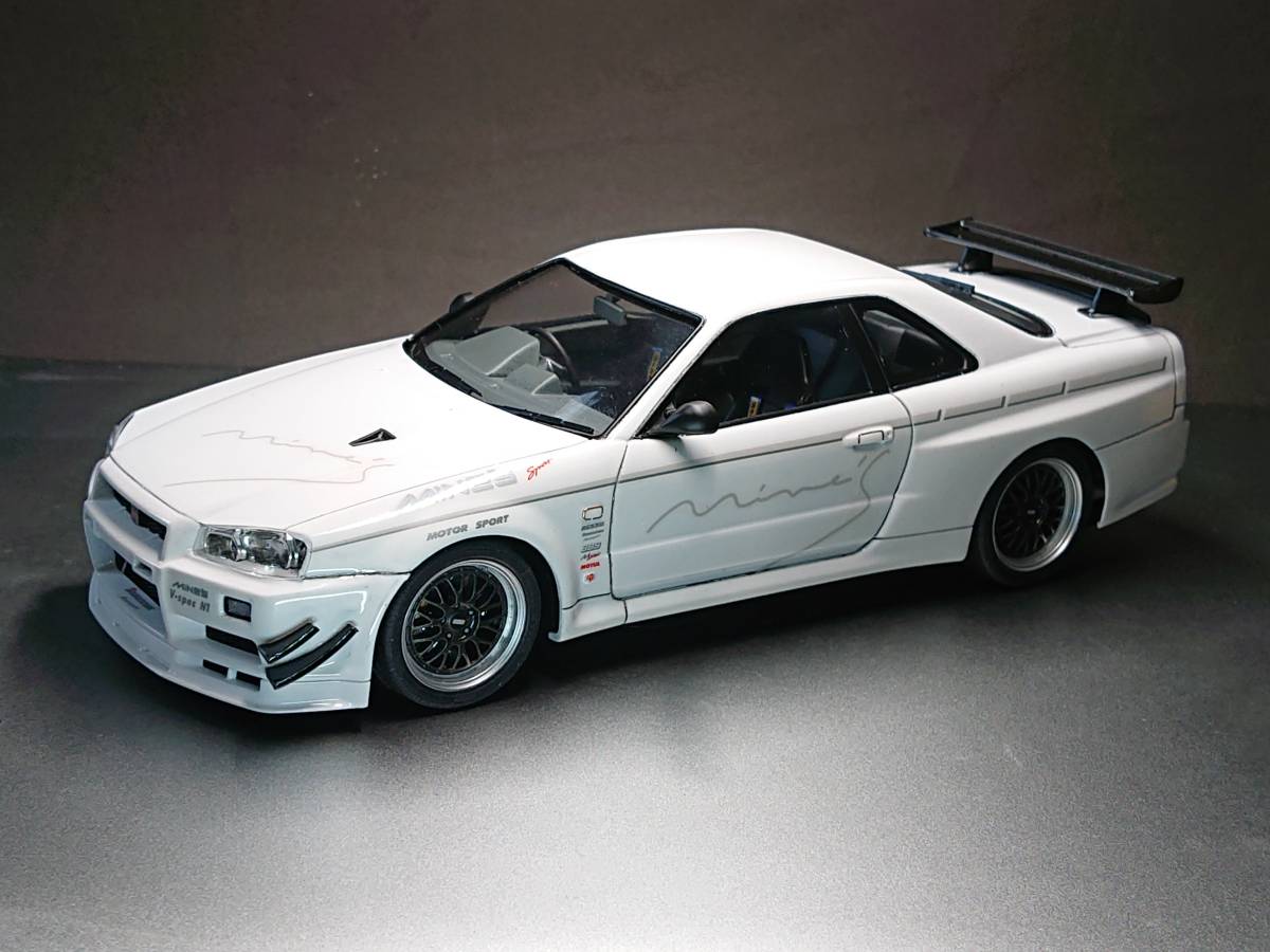 アオシマ 1/24 マインズ R34 スカイライン GT－R 完成品(完成品 