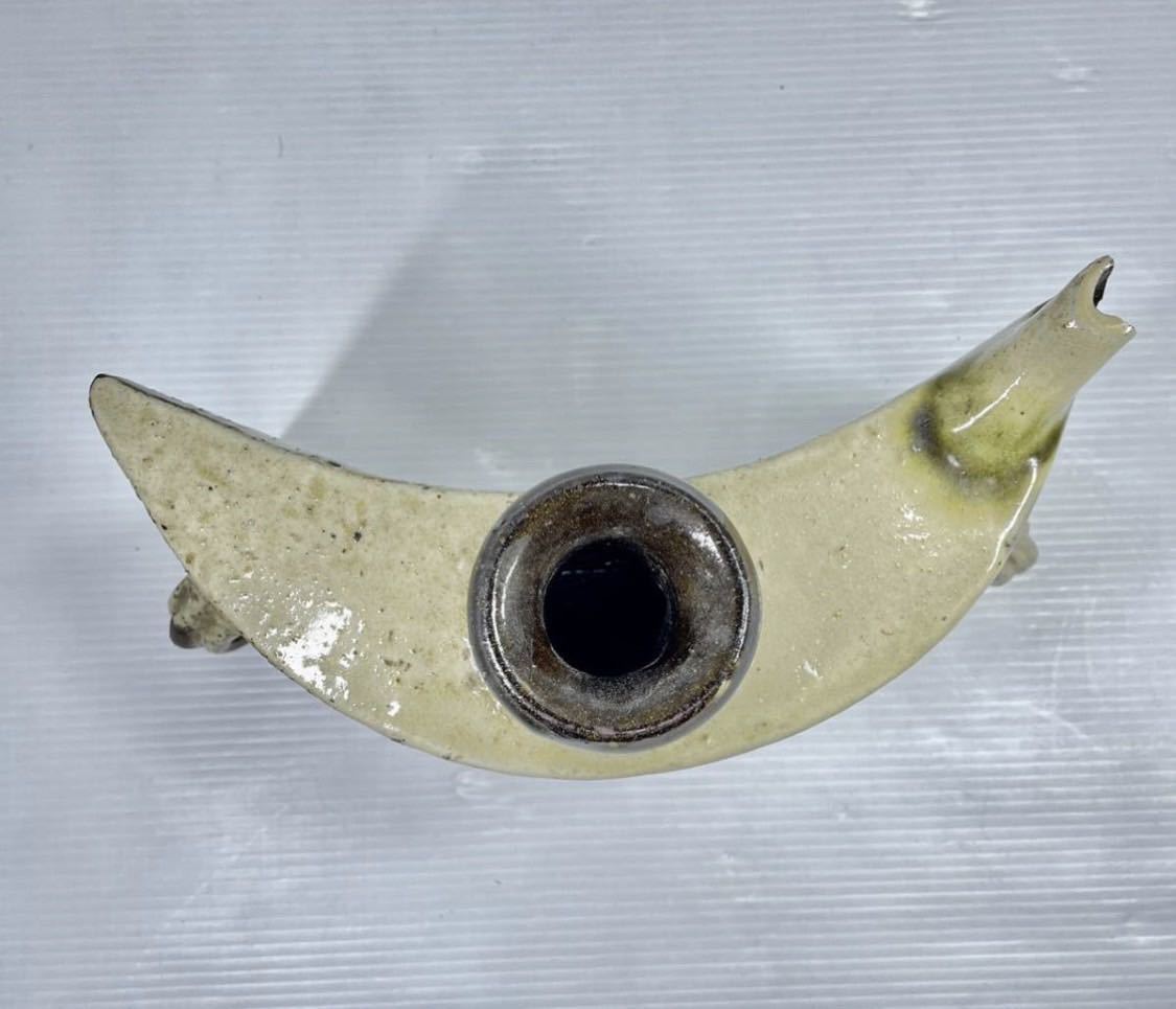 やちむん 壺屋焼 金城敏男 抱瓶 酒器 琉球陶器 双魚紋 古い壺屋焼