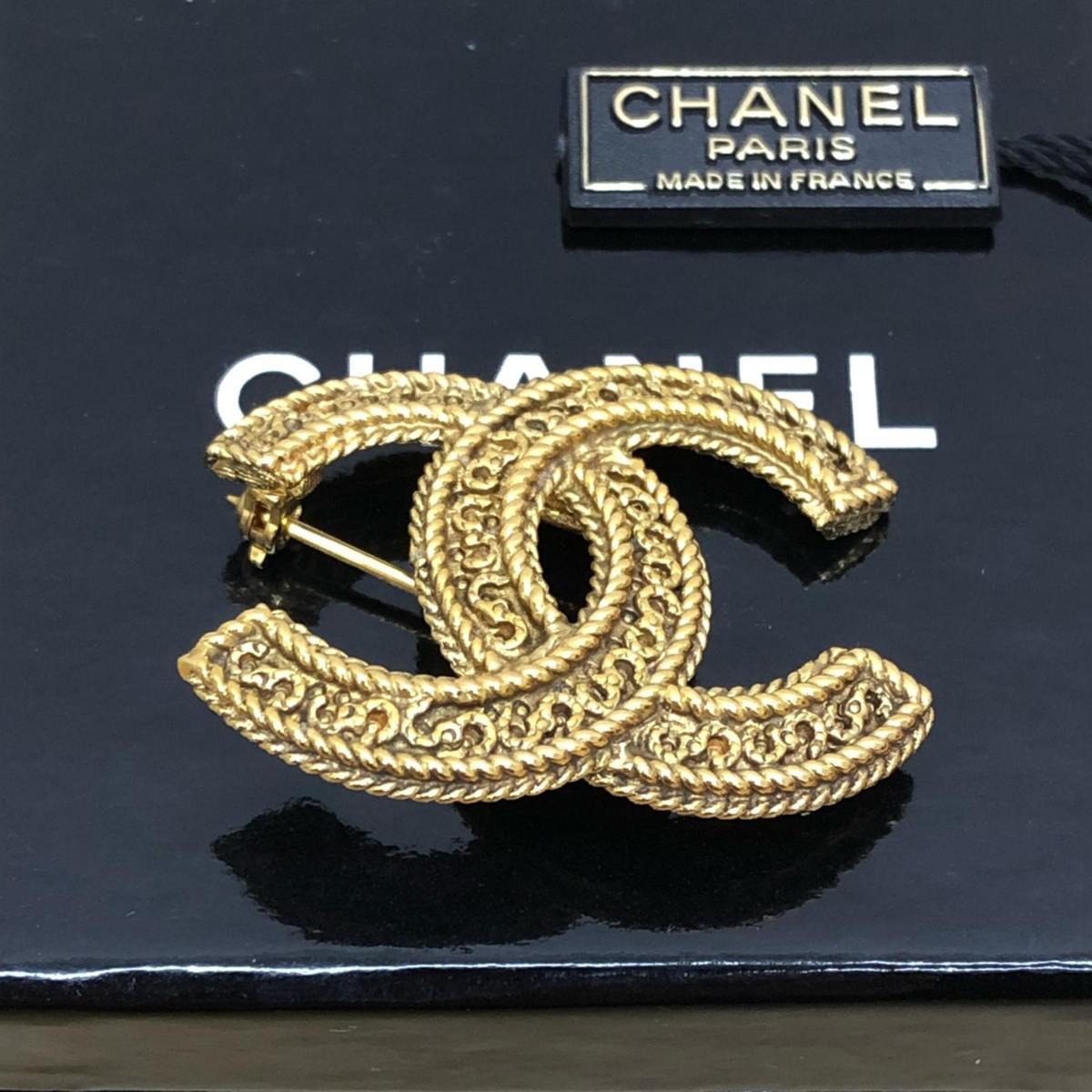 1円 CHANEL シャネル ココマーク ブローチ ゴールドカラー 1109