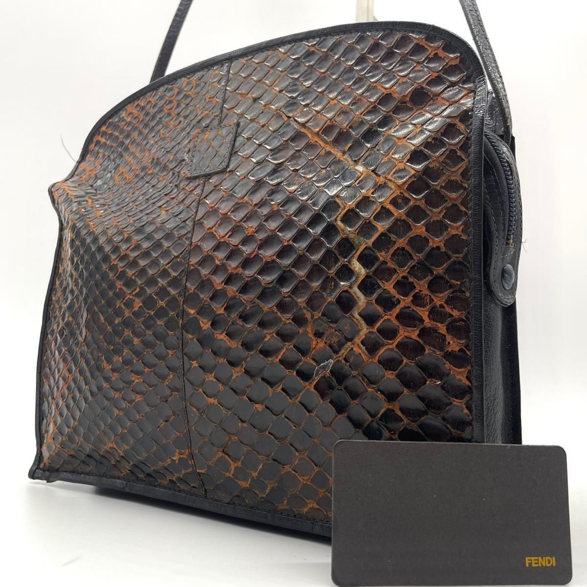 1円《希少品》FENDI フェンディ パイソン ショルダーバッグ サコッシュ 
