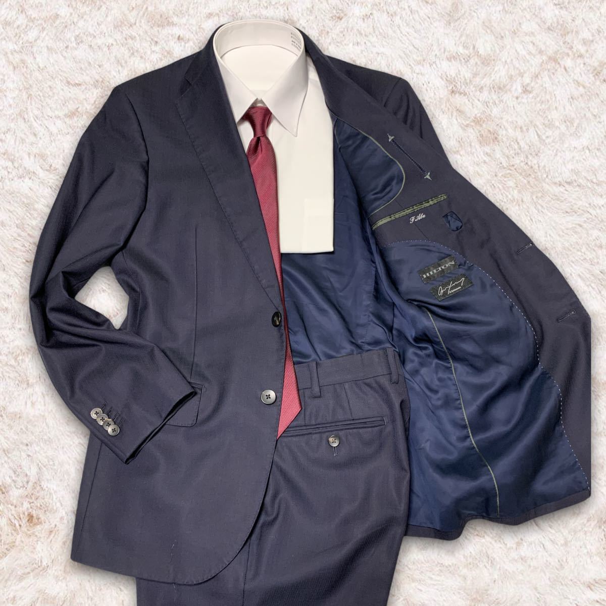 大きめサイズ】HILTON ヒルトン スーツ上下 セットアップ ネイビー  