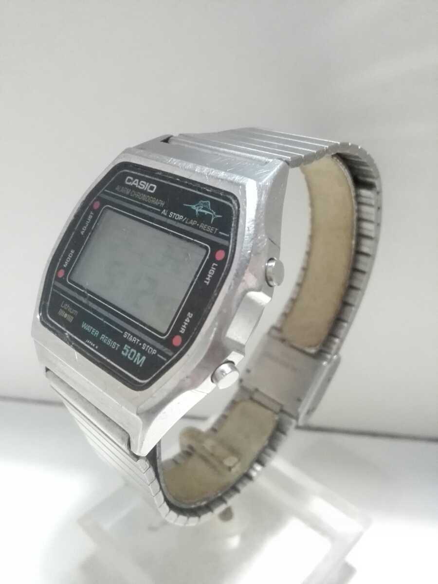 激レア！80年代！】カジキ CASIO ARARM CHRONOGRAPH 50m W-36 豆球 OK