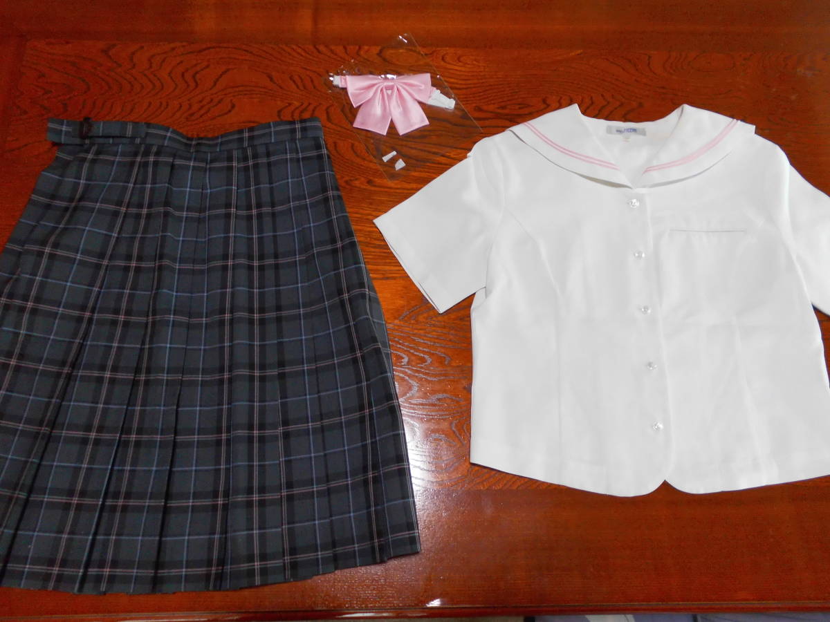 制服 現行 兵庫大学付属須磨ノ浦 高校 指定 夏服 半袖 セーラー 都立 鹿本 学園 スカート かわいい ピンク リボン 女子 通学 おまけ 学生服 売買されたオークション情報 Yahooの商品情報をアーカイブ公開 オークファン Aucfan Com
