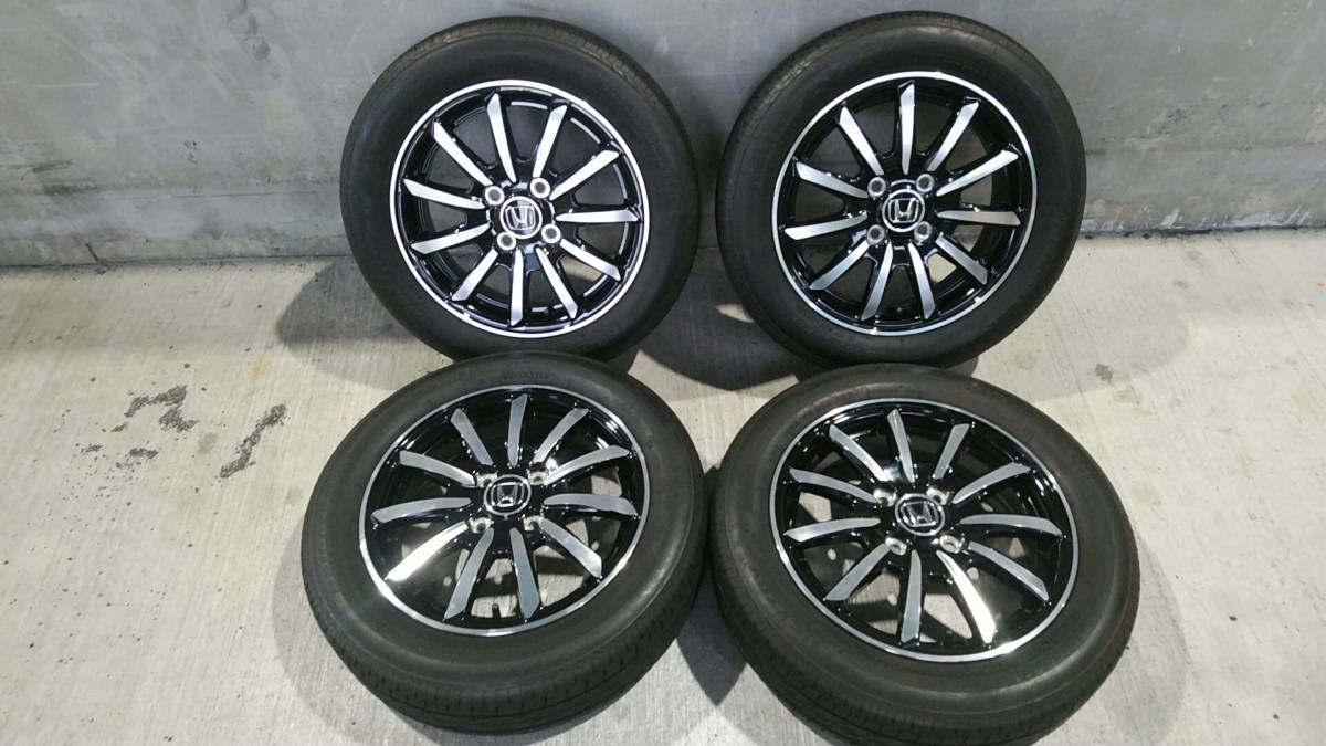 ホンダ 純正 アルミホイール 14X4.5J ブラックポリッシュ　2020年製 ブリヂストン　ネクストリー　155/65R14 4本組 中古 N-WGN N-BOX N-ONE