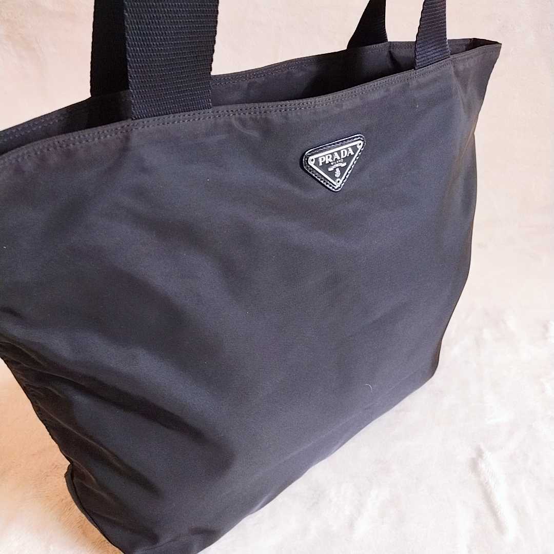 1円【良品】PRADA プラダ 定番トートバッグ ナイロン 黒 三角ロゴ トートバッグ プラダ PRADA テスートナイロンハンドバッグ トライアングルロゴ FG2653