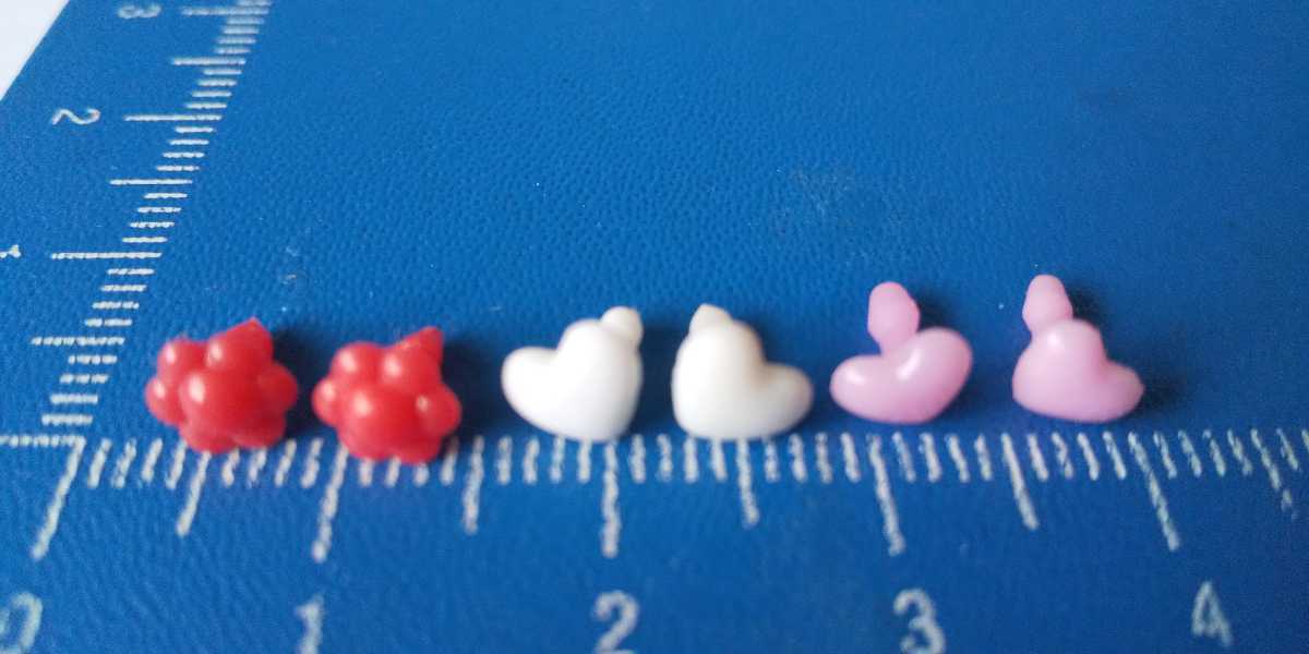 リカちゃん ピアス 3個セット 赤 白 ピンク 花 ハート型 小物 