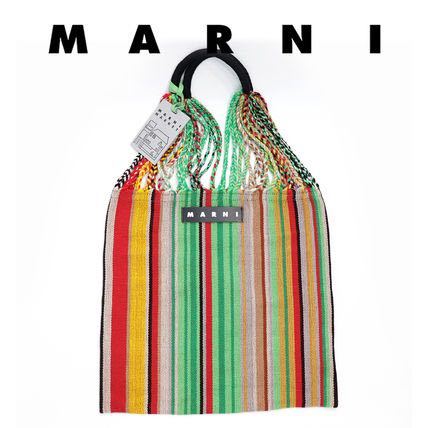 正規品，大人気 MARNI マルニ フラワーカフェ ハンモックバッグ トートバッグ グリーン ハンドバッグ 緑ストライプバッグ(かばん、バッグ)｜売買されたオークション情報、yahooの商品情報をアーカイブ公開 - かばん、バッグ