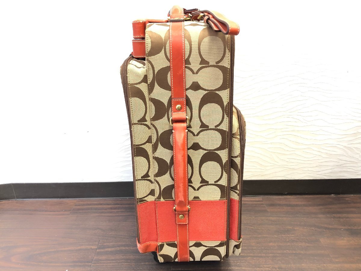 【美品】COACH コーチ シグネチャー トラベル キャリーケース スーツケース 送料無料 1円～ 美品 COACH コーチ シグネチャー キャリーケース