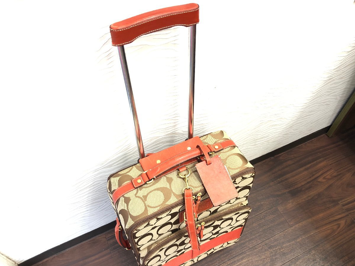 送料無料 1円～ 美品 COACH コーチ シグネチャー キャリーケース