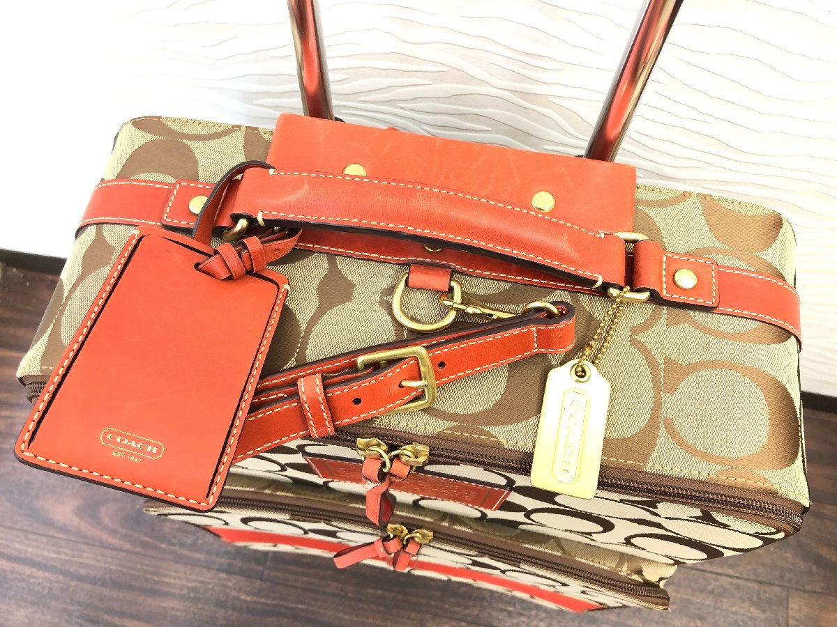 送料無料 1円～ 美品 COACH コーチ シグネチャー キャリーケース