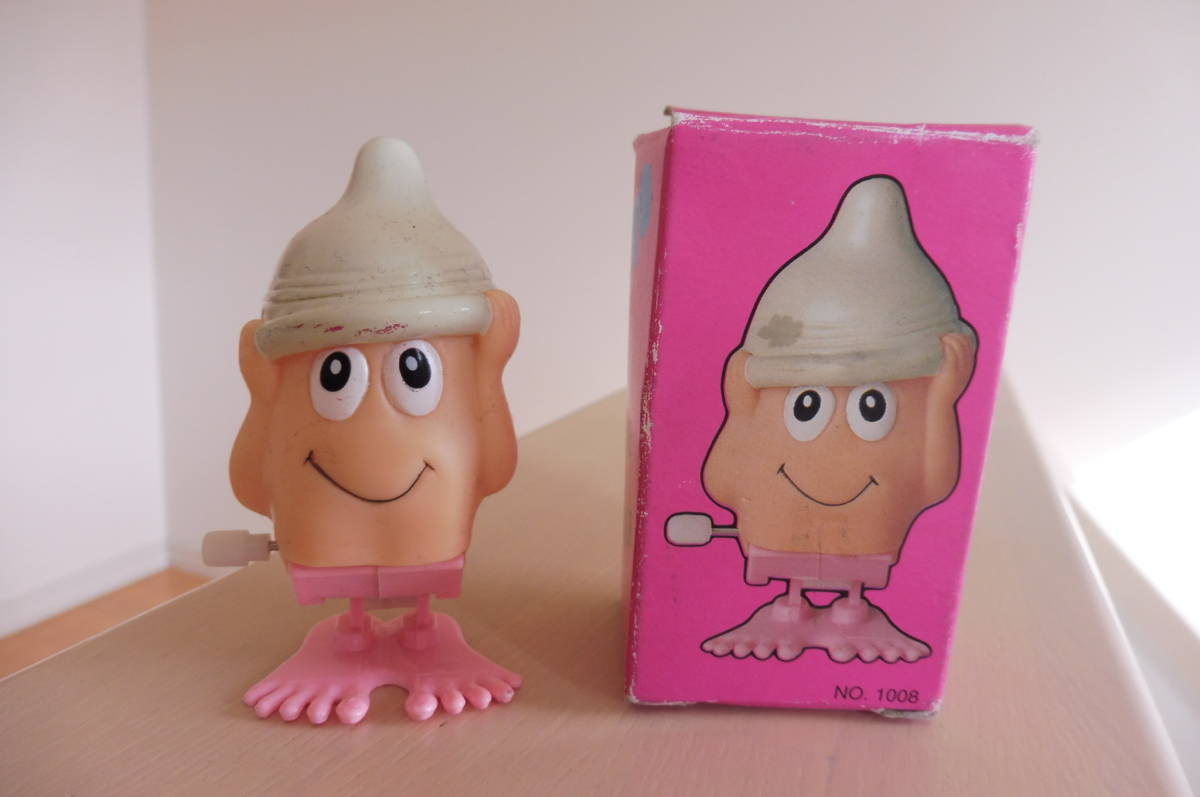 当時物 ソフビ ゼンマイ ジャンピング コンドーム ハット デッド  