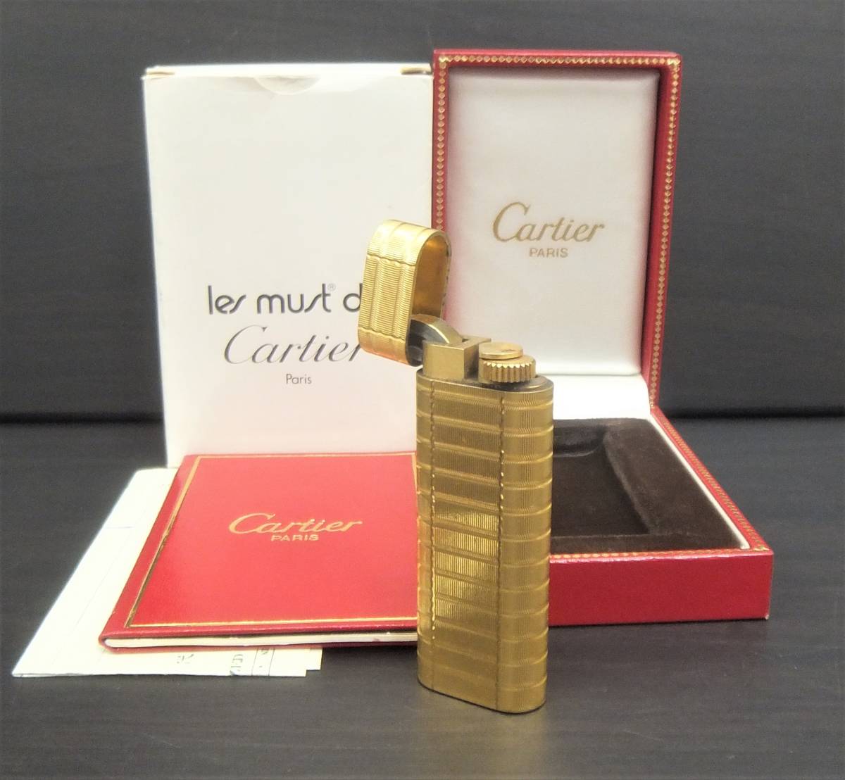 Cartier ガスライター　箱付き 5536【ジャンク】 Cartier PARIS カルティエ ガスライター ゴールド色