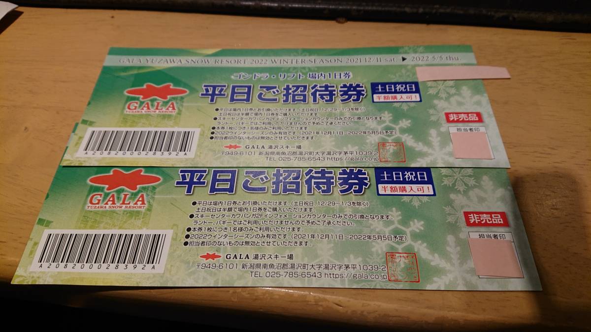 1000円スタート GALA湯沢スノーリゾート 平日券2枚(信越)|売買 1000円スタート GALA湯沢スノーリゾート 平日券2枚(信越)|売買