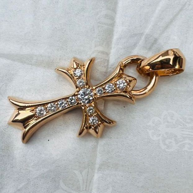 CHROME HEARTS 22K Small CH Cross Pave Diamond With Bail