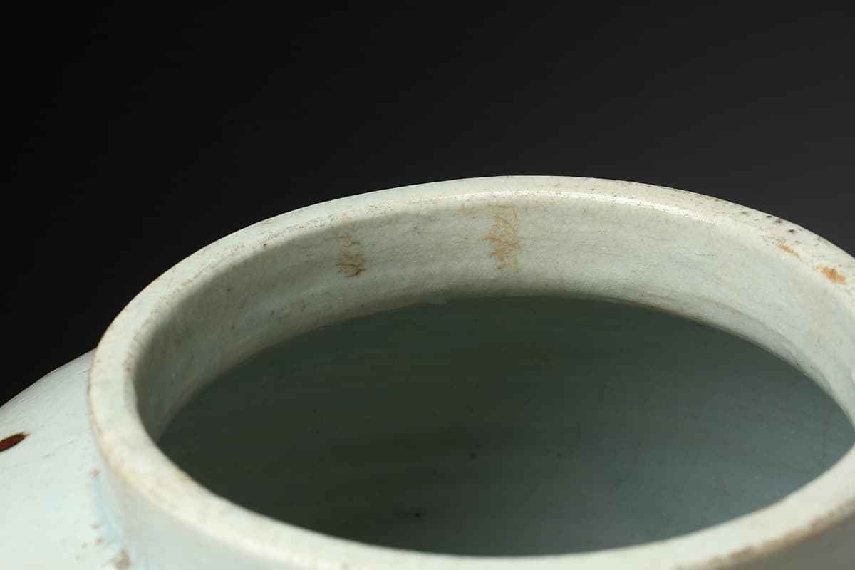 EB079 朝鮮古美術 李朝 鉄絵 竹梅花鳥文壺 高16.8cm 重1.6kg・白磁鉄砂