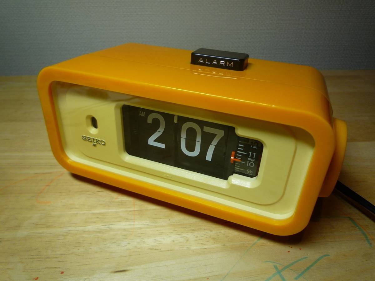 パタパタ時計 置時計 昭和レトロ セイコー DP666T イエロー パタパタ