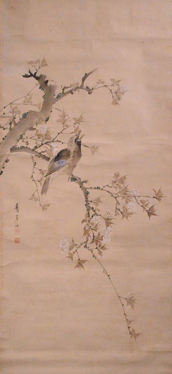四季花鳥図 - 真作◇鳳千秋山人『中国花鳥図』◇彩絵◇ 文化遺産