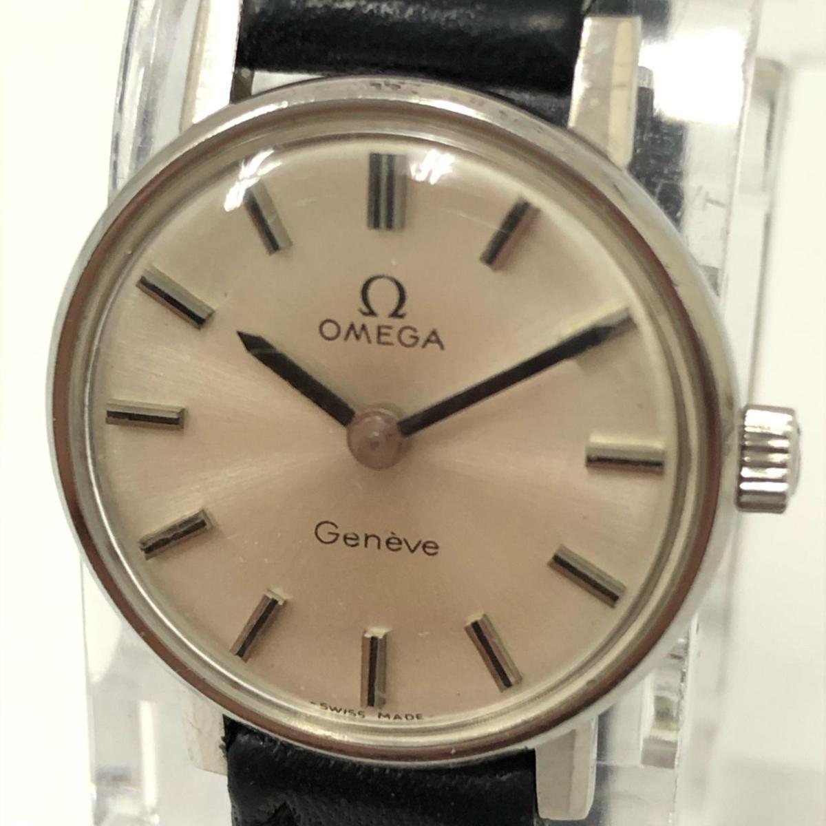 OMEGA オメガ レディース腕時計 ジュネーブ SS×革 クォーツ 純正ベルト 