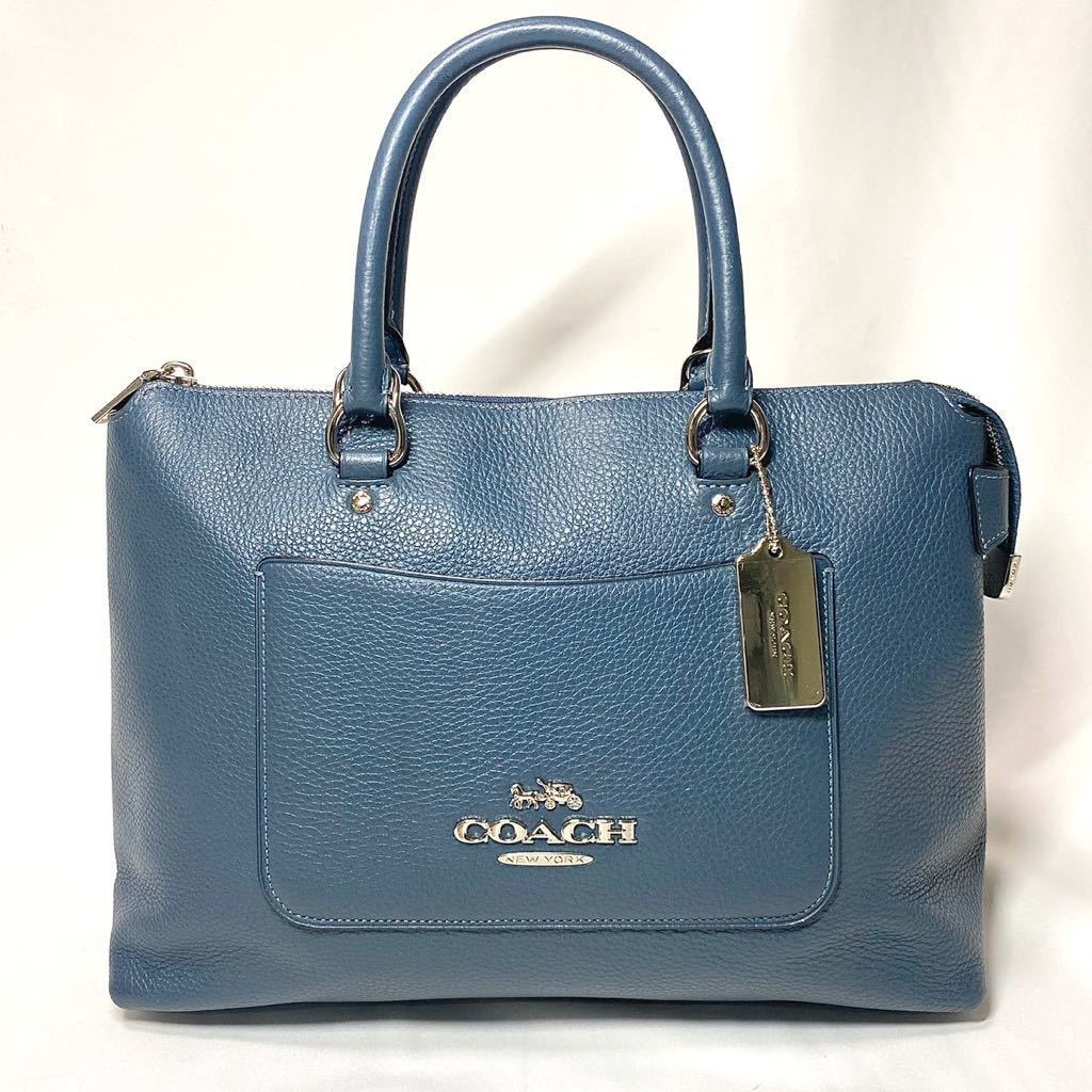 03Y1100993M 超美品 COACH コーチ メンズ バッグ ネイビー ブルー 検