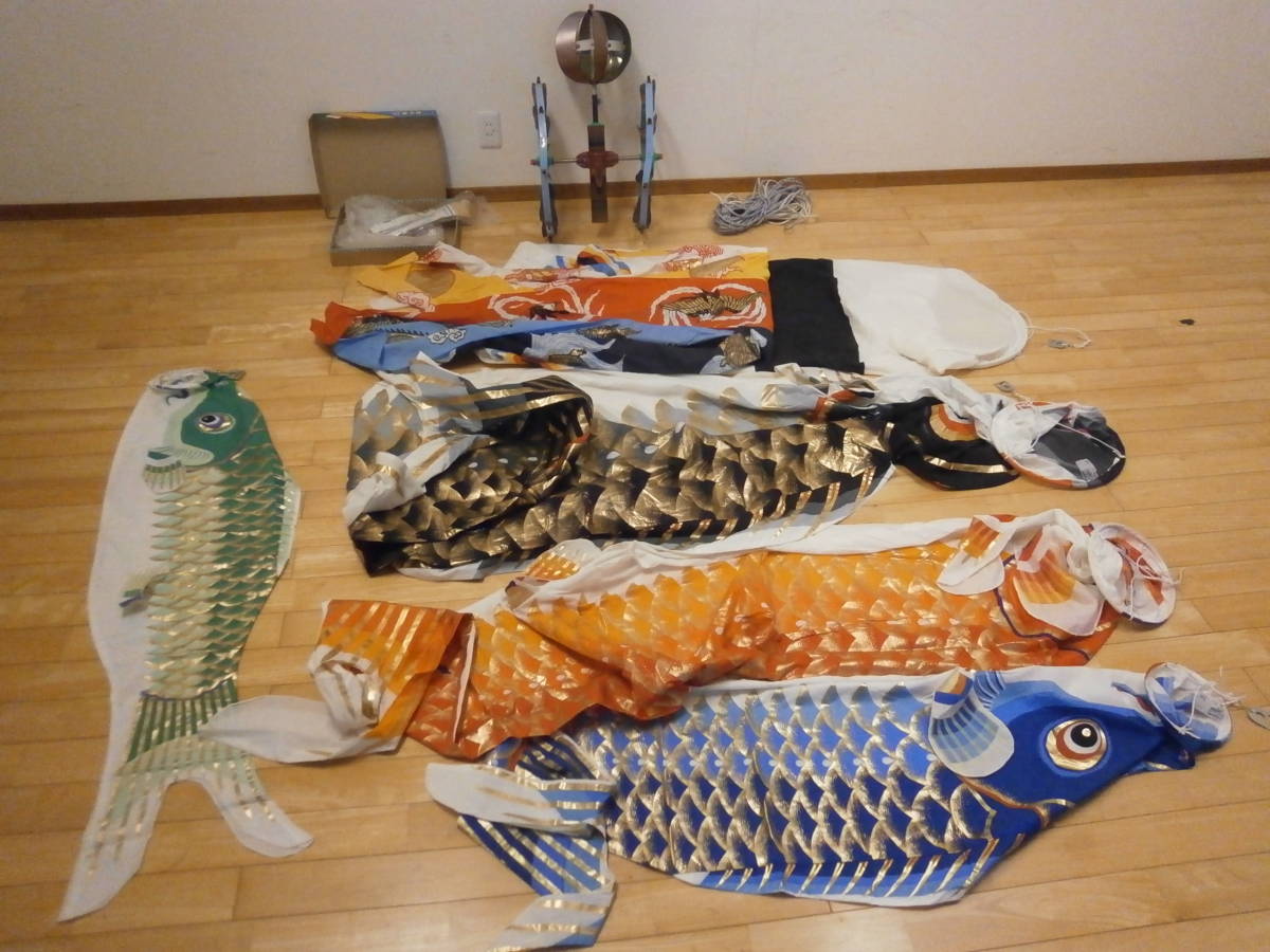 ○錦鯉 鯉のぼり 5匹set 真鯉全長4㎝○検）昭和レトロ こい 骨董