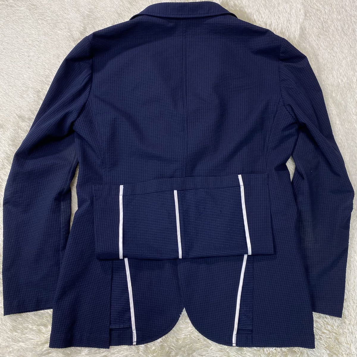 マッキントッシュトロッターテーラードジャケットXLシアサッカーネイビー
