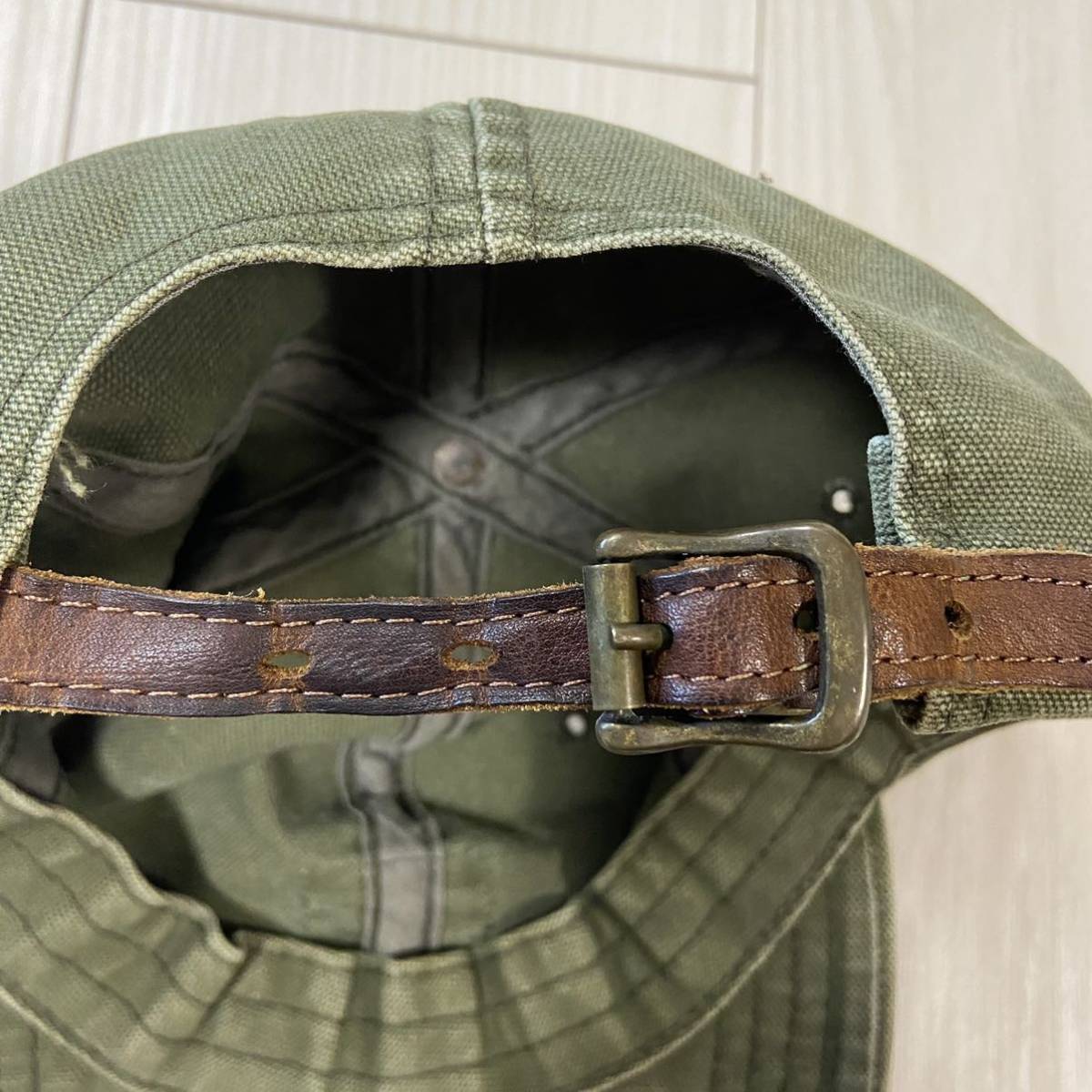 希少】90s RRL 三ツ星 USA製 シボレーキャップ オリーブ ダック生地 