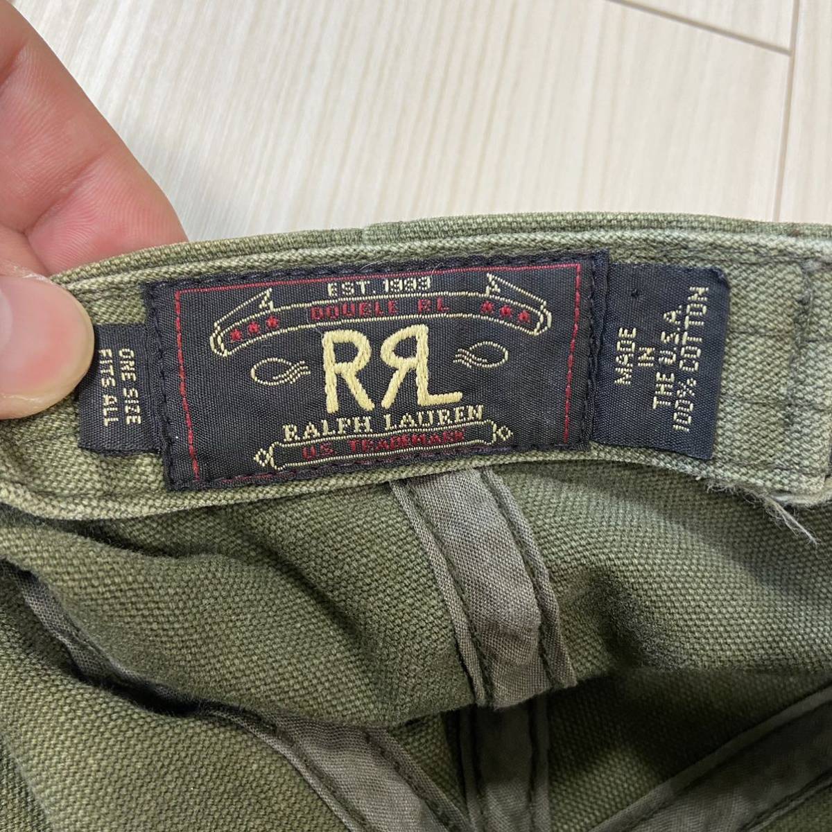 希少】90s RRL 三ツ星 USA製 シボレーキャップ オリーブ ダック生地 