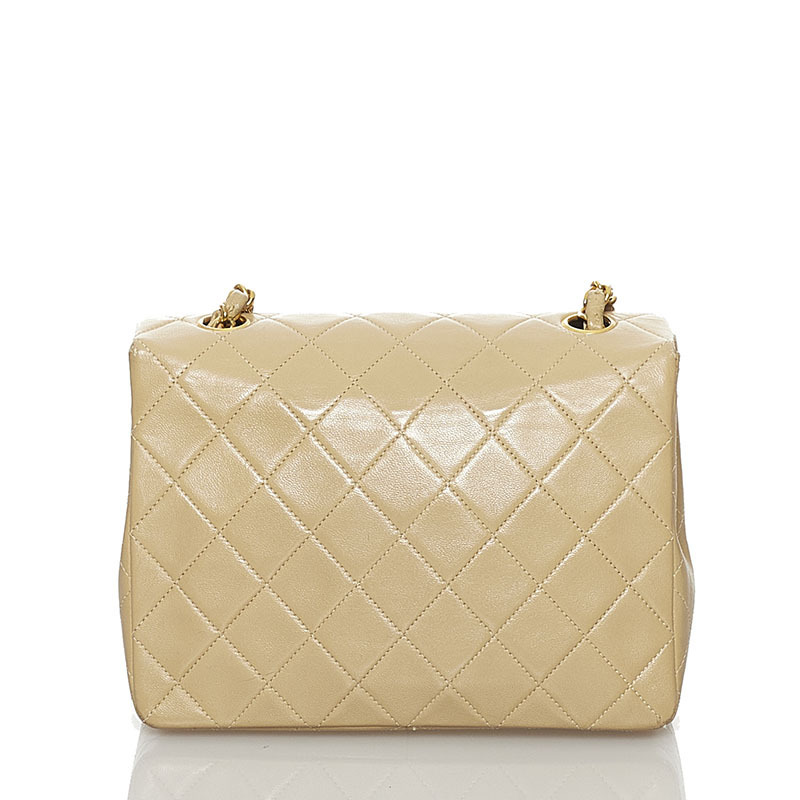 シャネル マトラッセ ヴィンテージ ココマーク ベージュ ラムスキン チェーン ショルダーバッグ レディース CHANEL 中古 シャネル マトラッセ CHANEL 25cm ラウンド 1円〜売り切り☆CHANEL