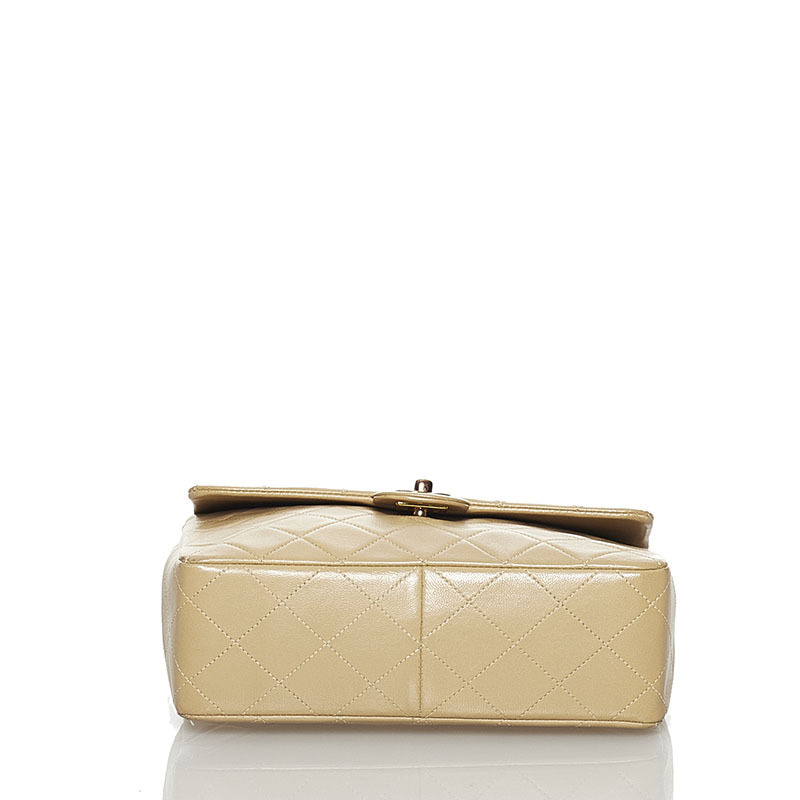 シャネル マトラッセ ヴィンテージ ココマーク ベージュ ラムスキン チェーン ショルダーバッグ レディース CHANEL 中古 シャネル マトラッセ CHANEL 25cm ラウンド 1円〜売り切り☆CHANEL