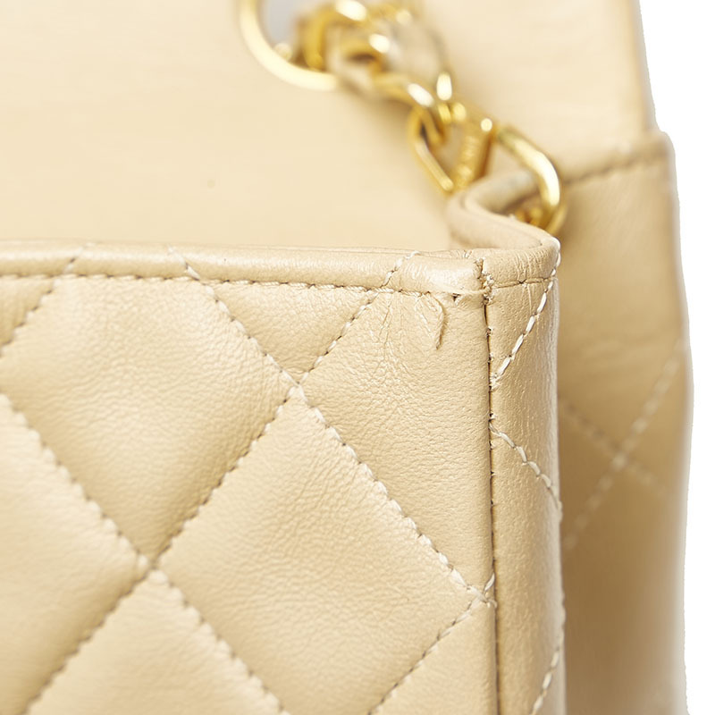 シャネル マトラッセ ヴィンテージ ココマーク ベージュ ラムスキン チェーン ショルダーバッグ レディース CHANEL 中古 シャネル マトラッセ CHANEL 25cm ラウンド 1円〜売り切り☆CHANEL