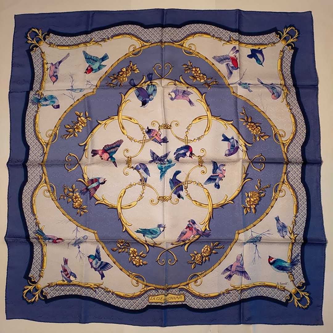 レア エルメス 大判 スカーフ LA CLE DES CHAMPS 90カレ HERMES SCARF
