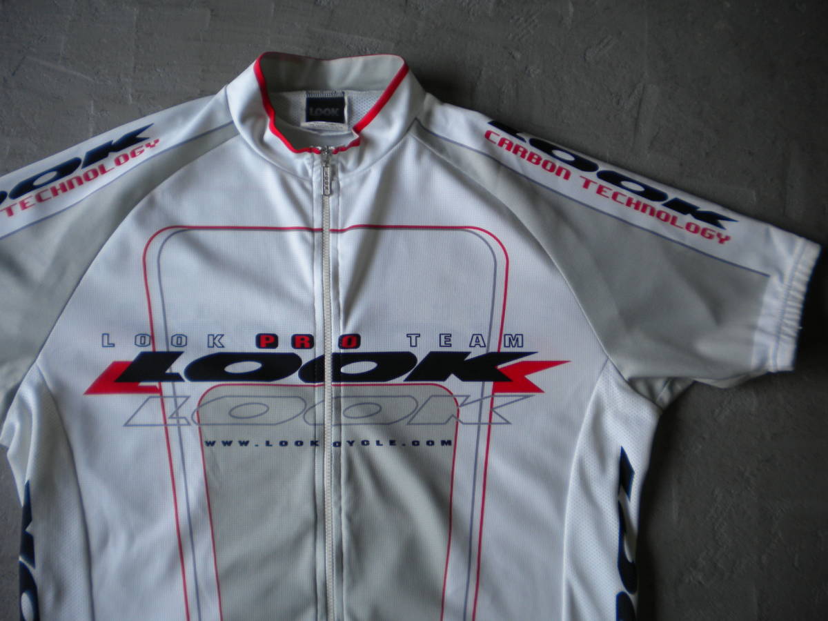 ビンテージ LOOK PRO TEAM ルック プロチーム サイクリングシャツ イタリア製 ホワイト L