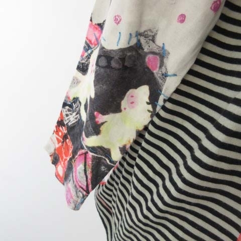 アルベロベロ　ALBEROBELLO olleborebla 美品 カットソー Tシャツ ぶたさん プリント 総柄 長袖 黒 ブラック レディース ALBEROBELLO アルベロベロ olleborebla バッグ ジーンズ&frasl;デニム ブラ