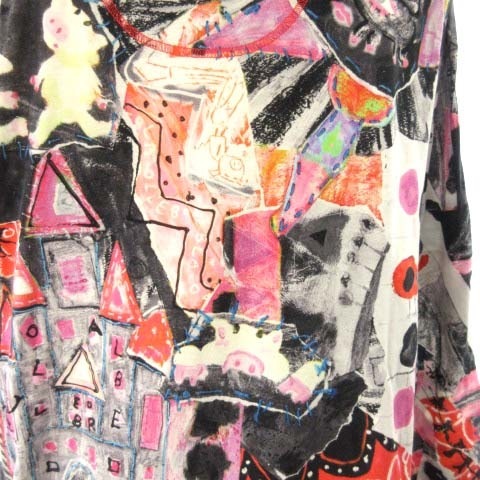 アルベロベロ　ALBEROBELLO olleborebla 美品 カットソー Tシャツ ぶたさん プリント 総柄 長袖 黒 ブラック レディース ALBEROBELLO アルベロベロ olleborebla バッグ ジーンズ&frasl;デニム ブラ