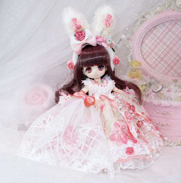 PRG-PG†11㎝ドール オビツ11 ピコニーモP 服 B6†うさ耳カチューシャの